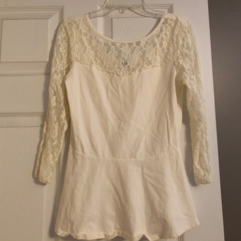 Peplum quarter length top. Worn once.
